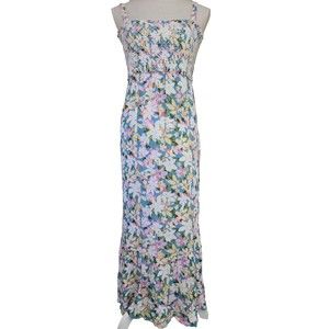 Lily Rose Juniors' Women's Unlined Smocked Tiered‎ Maxi Dress Size Small Floral
